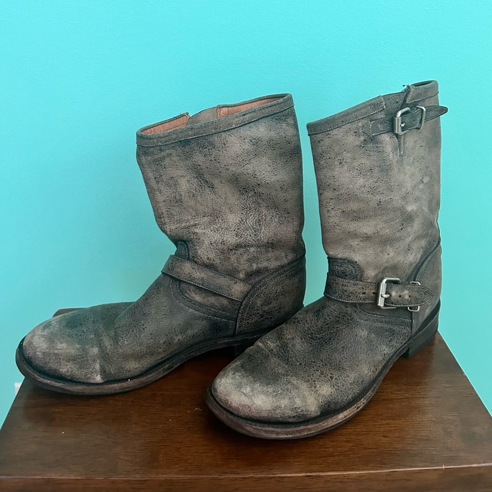 Miz Mooz Women’s Size 11 Dorato Boot, Moto Buckles Distressed Leather HTF Italy